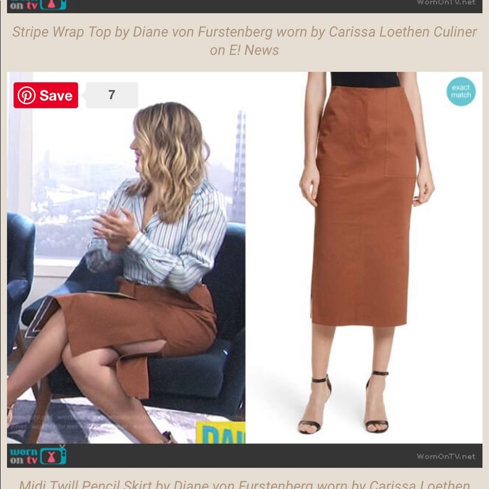 EUC Diane Von Furstenberg Midi Twill Pencil Skirt
